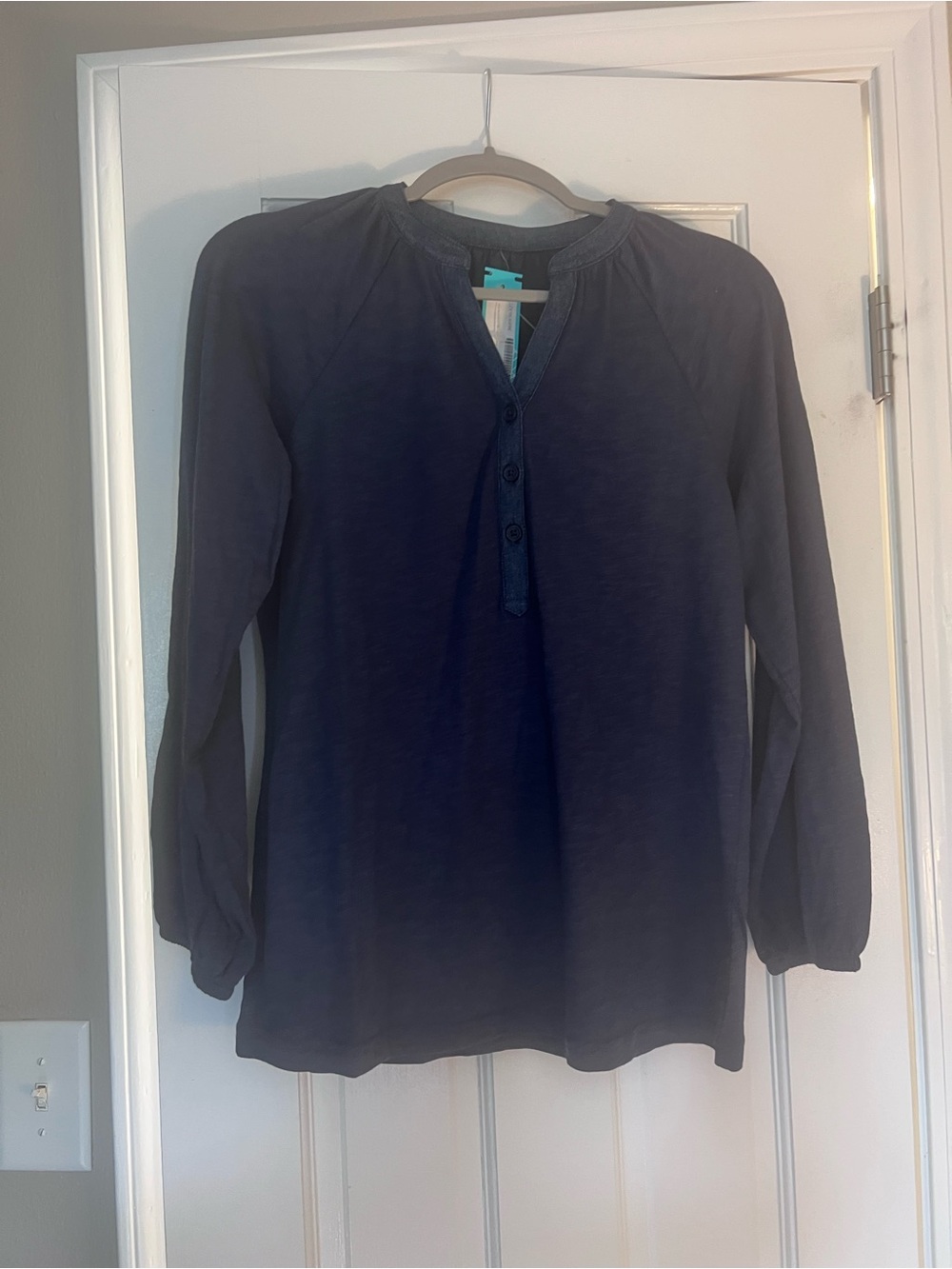 Market & Spruce Navy Long-Sleeve Henley Tunic